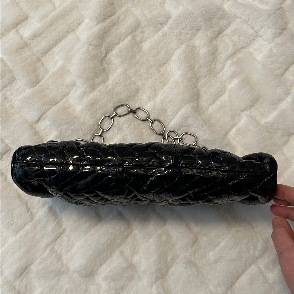 Brighton Black Quilted Clutch with Silver Chain - Picture 7 of 8